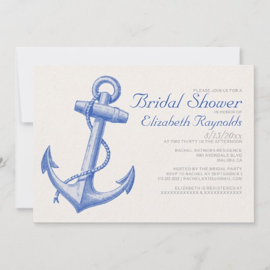 Uitnodigingen van de Bridal van de Anchor (Voorkant)