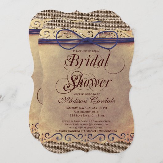 Uitnodigingen van de  Bridal van het Rustic Land (Voorkant / Achterkant)