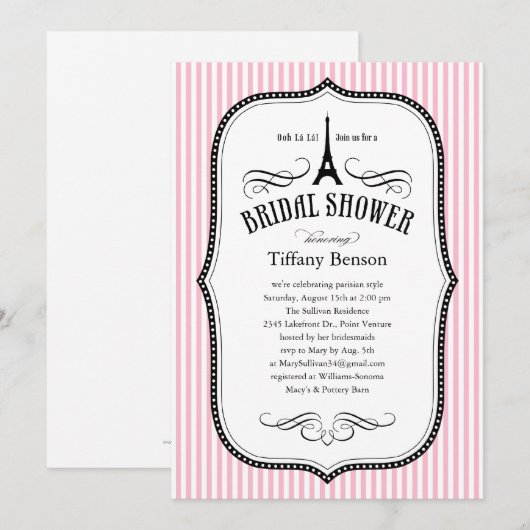 Uitnodigingen van de Bridal van Parijs (Voorkant / Achterkant)