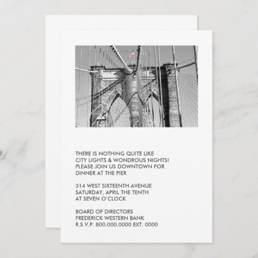 Uitnodigingen van de Brooklyn Bridge Party (Voorkant / Achterkant)