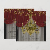 Uitnodigingen van de Burgundy Red Gold Chandelier  (Voorkant / Achterkant)