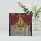 Uitnodigingen van de Burgundy Red Gold Chandelier  (Staand voorkant)