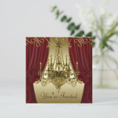 Uitnodigingen van de Burgundy Red Gold Chandelier  (Staand voorkant)