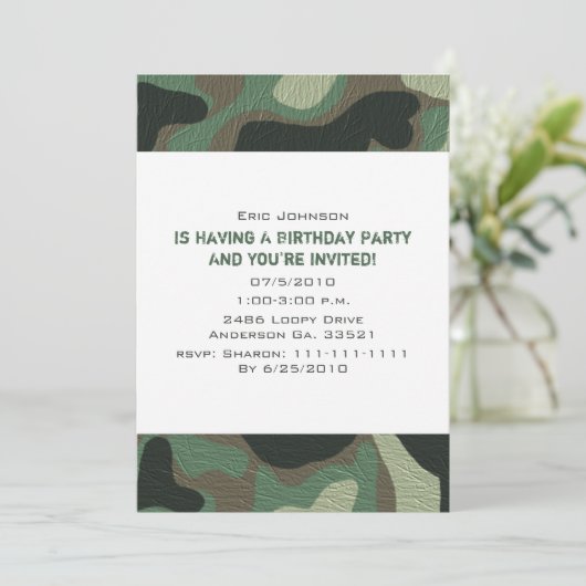 Uitnodigingen van de Camouflage Partij (Staand voorkant)