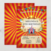 Uitnodigingen van de carnaval kinder circus Birthd