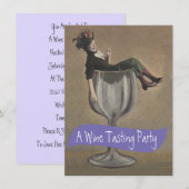 Uitnodigingen van de casual Lady Wine Glass Tastin (Voorkant / Achterkant)
