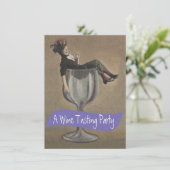 Uitnodigingen van de casual Lady Wine Glass Tastin (Staand voorkant)