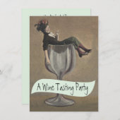 Uitnodigingen van de casual Lady Wine Glass Tastin (Voorkant / Achterkant)