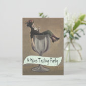 Uitnodigingen van de casual Lady Wine Glass Tastin (Staand voorkant)