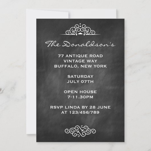 Uitnodigingen van de Chalkboard Housewarming Party (Achterkant)