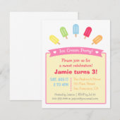 Uitnodigingen van de Colorful Popsicle Summer Part (Voorkant / Achterkant)