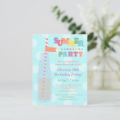 Uitnodigingen van de Colorful Summer Birthday Part (Staand voorkant)