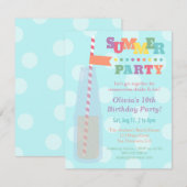 Uitnodigingen van de Colorful Summer Birthday Part (Voorkant / Achterkant)