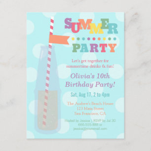 Uitnodigingen van de Colorful Summer Birthday Part