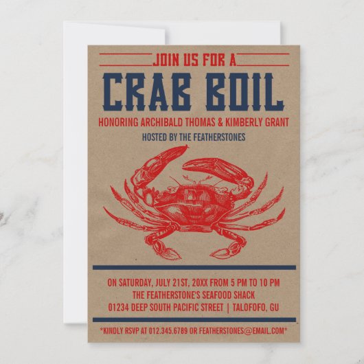 Uitnodigingen van de Crab Boil Party (Voorkant)