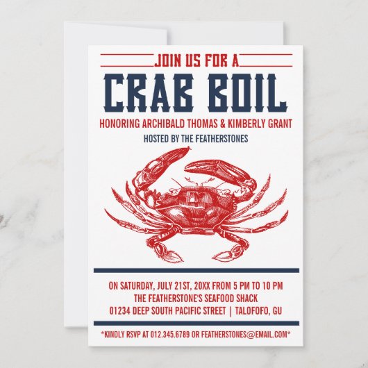 Uitnodigingen van de Crab Boil Party (Voorkant)