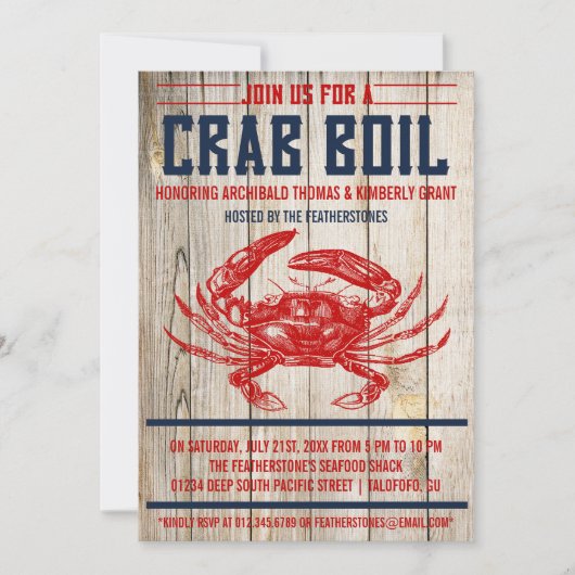 Uitnodigingen van de  Crab Boil Party (Voorkant)