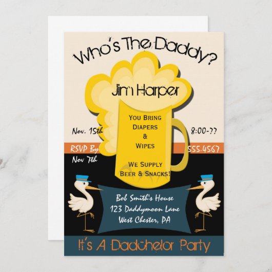 Uitnodigingen van de Dadchelor-partij (Voorkant / Achterkant)