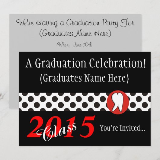 Uitnodigingen van de Dental Hygienist Graduation P (Voorkant / Achterkant)