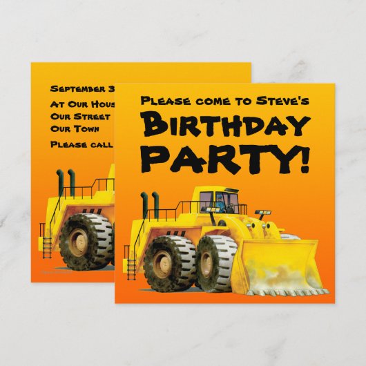 Uitnodigingen van de Digger Party van het Kind van (Voorkant / Achterkant)