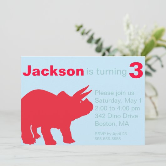 Uitnodigingen van de Dinosaur-partij voor kinderen (Staand voorkant)