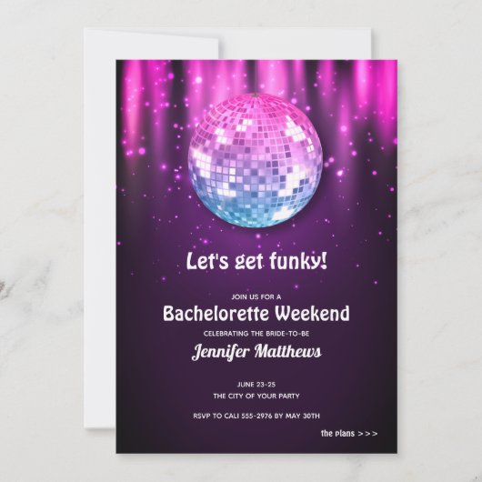 Uitnodigingen van de Disco Bachelorette Party (Voorkant)