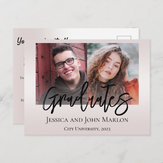 Uitnodigingen van de dubbel-Graduation Partij (Voorkant / Achterkant)