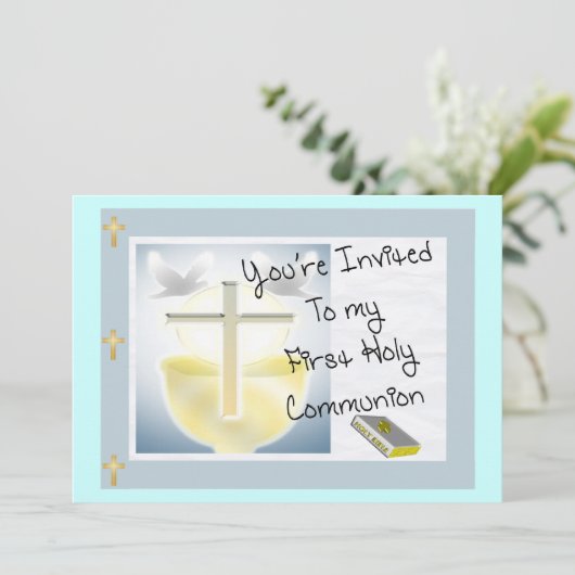 Uitnodigingen van de eerste Heilige Communiedag (Staand voorkant)