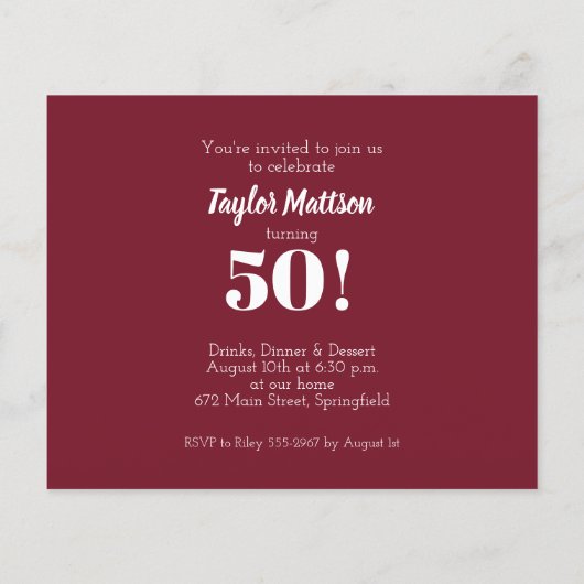 Uitnodigingen van de Elegant Birthday Cake Party (Achterkant)