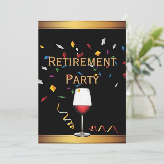 Uitnodigingen van de Elegant Gold & Black Retireme (Staand voorkant)