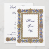 Uitnodigingen van de Elegant Gold & Blue Baroque P (Voorkant / Achterkant)