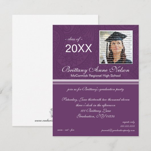 Uitnodigingen van de Elegant Graduation Party (Voorkant / Achterkant)