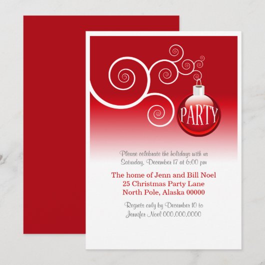 Uitnodigingen van de Elegant Holiday Party (Voorkant / Achterkant)