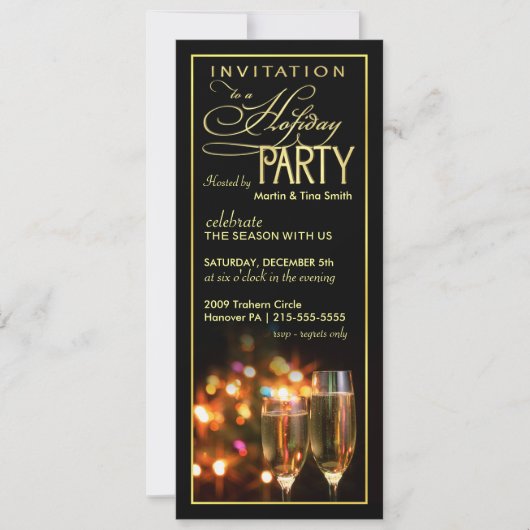 Uitnodigingen van de Elegant Holiday Party - Open  (Voorkant)