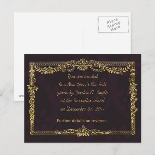 Uitnodigingen van de Eve-partij van Elegant nieuwj (Voorkant / Achterkant)