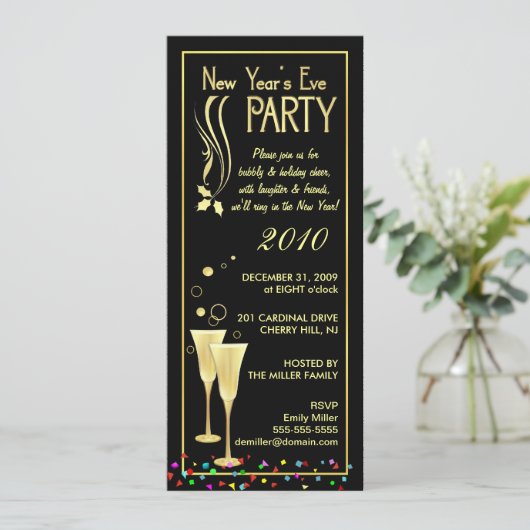 Uitnodigingen van de Eve-partij van het nieuwe jaa (Staand voorkant)