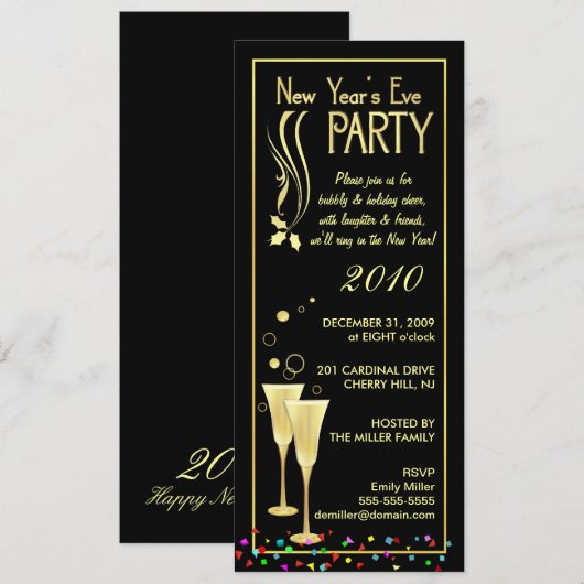 Uitnodigingen van de Eve-partij van het nieuwe jaa (Voorkant / Achterkant)