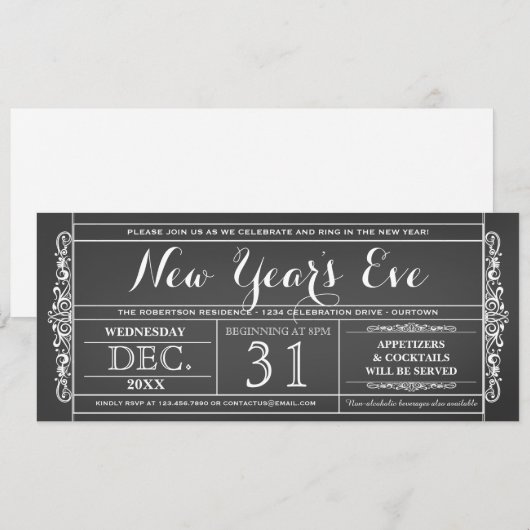 Uitnodigingen van de Eve Party van het  Ticket Nie (Voorkant / Achterkant)