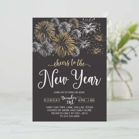 Uitnodigingen van de Eve Party van het zwarte en g (Staand voorkant)