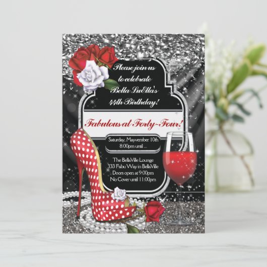 Uitnodigingen van de Fabulous and Flirty Party (Staand voorkant)