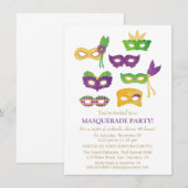 Uitnodigingen van de fancy Mardi Gras Masquerade P (Voorkant / Achterkant)