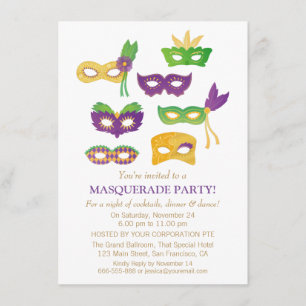 Uitnodigingen van de fancy Mardi Gras Masquerade P