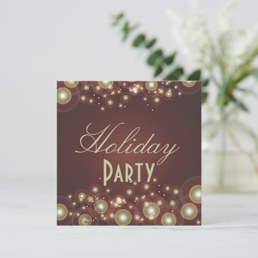 Uitnodigingen van de feestdag, champagnebubbels (Staand voorkant)