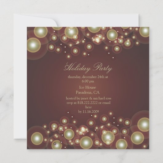 Uitnodigingen van de feestdag, champagnebubbels (Achterkant)