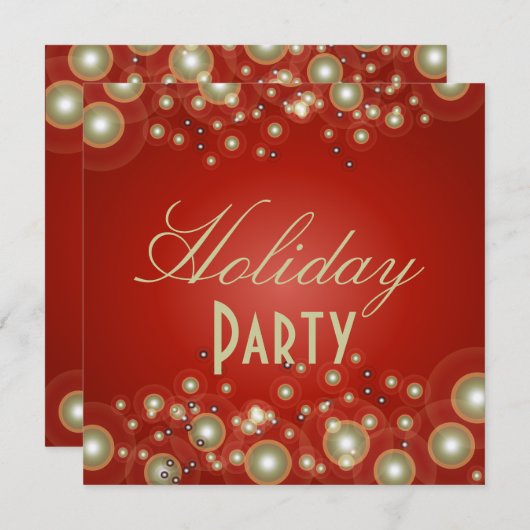 Uitnodigingen van de feestdag, champagnebubbels (Voorkant / Achterkant)