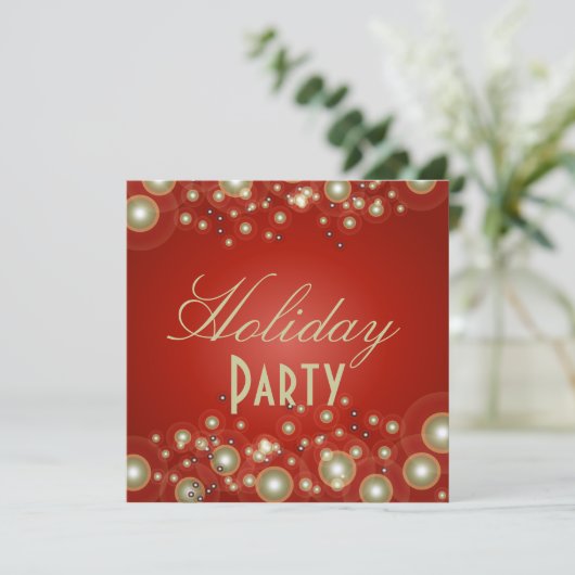 Uitnodigingen van de feestdag, champagnebubbels (Staand voorkant)