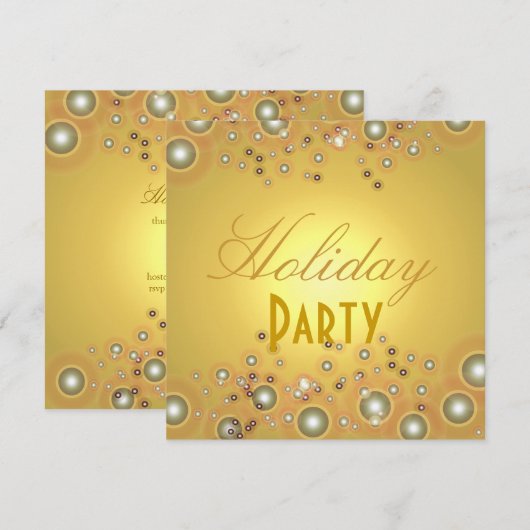 Uitnodigingen van de feestdag, champagnebubbels (Voorkant / Achterkant)