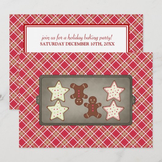 Uitnodigingen van de feestdag Cookie Baking Party (Voorkant / Achterkant)