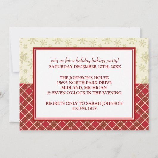 Uitnodigingen van de feestdag Cookie Baking Party (Achterkant)