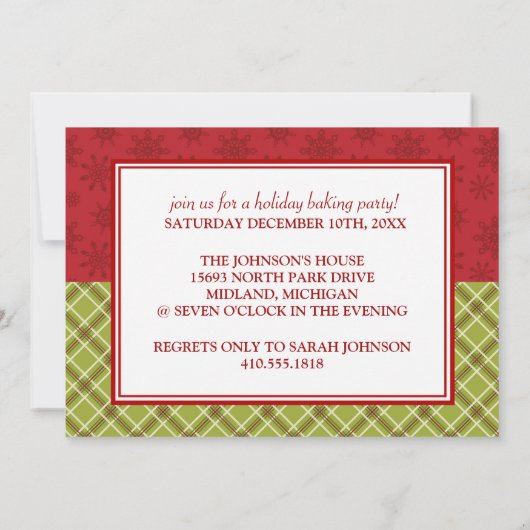 Uitnodigingen van de feestdag Cookie Baking Party (Achterkant)